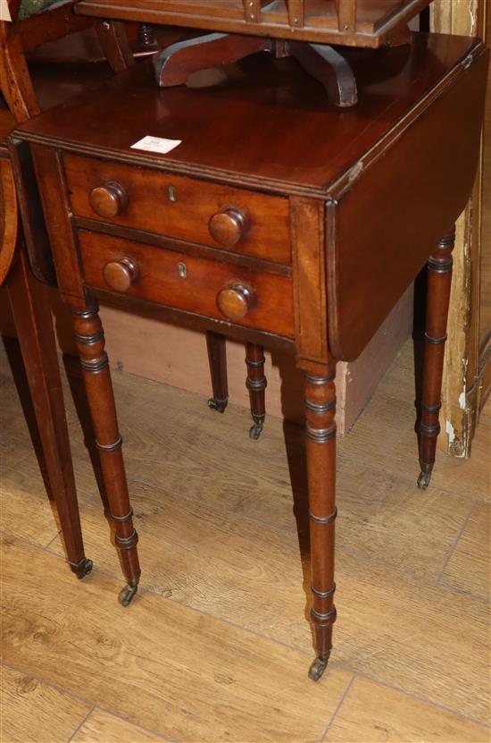 A Regency mahogany drop flap work table W.38cm